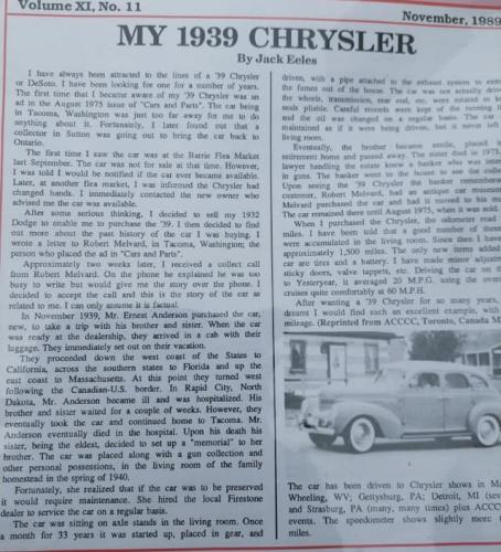 Feature Car - 2023-06-22 - 1939 Chrysler - Ken Eeles